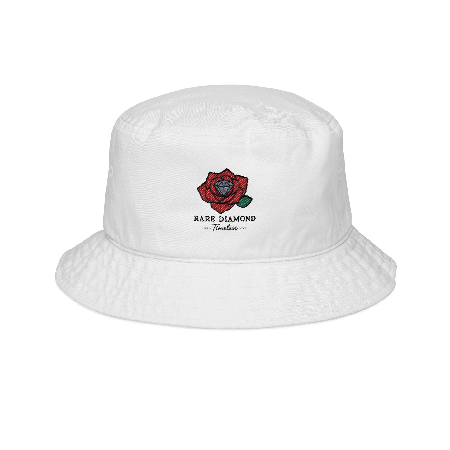 Embroidered Bucket Hat with Rare Diamond Rose, Summer Accessory, Boho Chic, Gift for Her, Festival Wear, Stylish Sun Protection