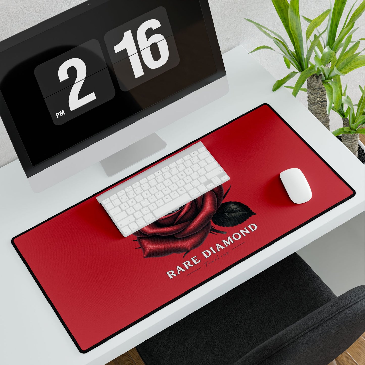 Rose Design Desk Mat - Elegant Office Decor, Gaming Mouse Pad, Work from Home Accessories, Gift for Her, Mother's Day Decoration