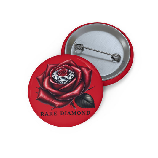 Custom Pin Buttons with Rare Diamond Rose Design, Unique Gift for Friends, Party Favors, Collectible Badges, Vintage Style Accessories