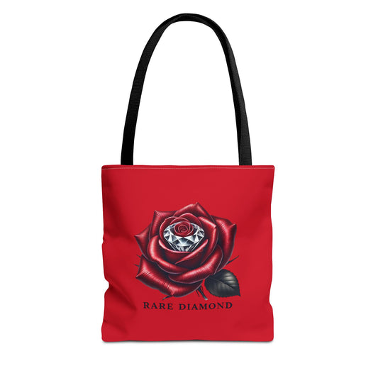 Rare Diamond Rose Tote Bag, Stylish Handbag, Floral Shopper, Perfect Gift for Her, Everyday Use, Red Bag for All Occasions