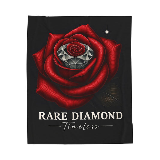 Rare Diamond Rose Velveteen Plush Blanket, Cozy Gift for Her, Valentine’s Day, Home Decor, Timeless Soft Throw