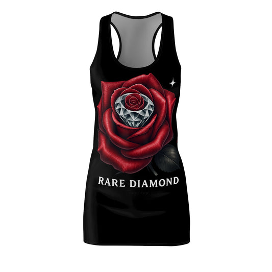 Rare Diamond Rose Racerback Dress, Boho Summer Dress, Floral Print Tank Dress, Casual Wear, Gift for Her